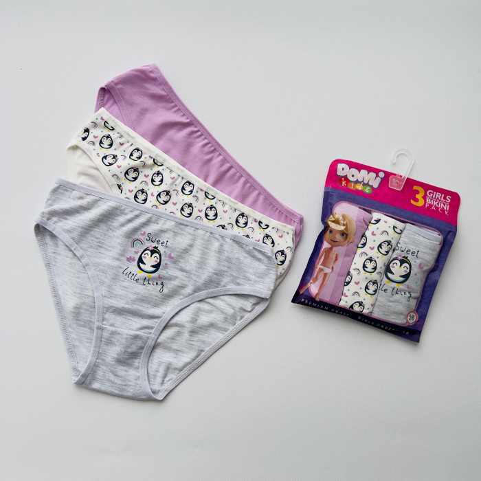 Детские трусики для девочек 7-8 лет  (3шт/уп)  Domi