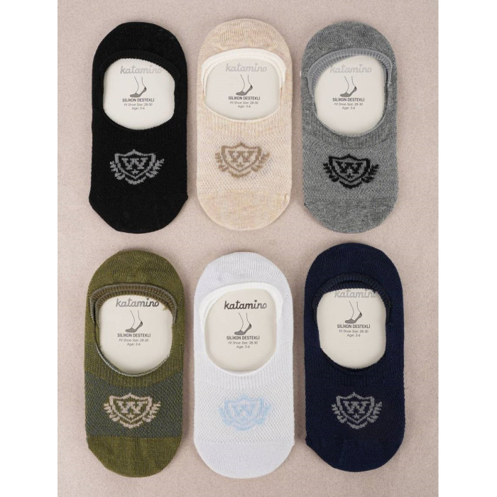 Хлопковые носки следы для мальчиков 11-12 лет ТМ Katamino сетка (6 шт/уп)