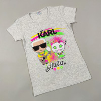 ОПТОМ Детские футболки для девочек 4,5,6,7,8 лет Karl Aloha серая