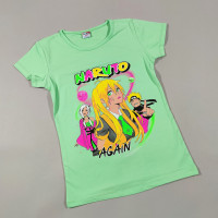 ОПТОМ Детские футболки для девочек 4,5,6,7,8 лет Naruto again салатовая