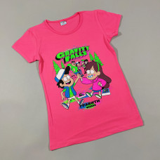 ОПТОМ Детские футболки для девочек 4,5,6,7,8 лет Gravity Falls ярко-розовая