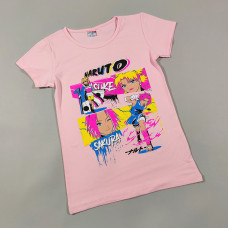 ОПТОМ Детские футболки для девочек 4,5,6,7,8 лет Naruto sakura розовая