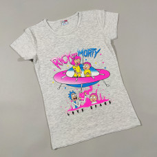 ОПТОМ Детские футболки для девочек 4,5,6,7,8 лет Rick and Morty серая