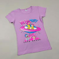 ОПТОМ Дитячі футболки для дівчаток 4,5,6,7,8 років Rick and Morty бузкова