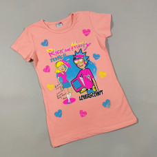 ОПТОМ Детские футболки для девочек 4,5,6,7,8 лет Rick and Morty персик