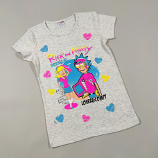 ОПТОМ Детские футболки для девочек 4,5,6,7,8 лет Rick and Morty серая