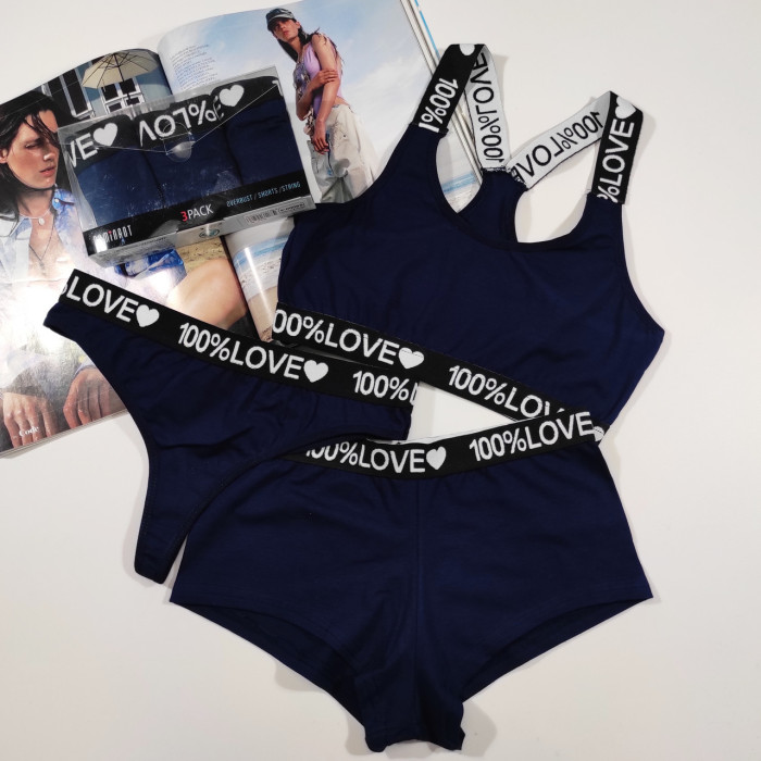 Комплект женский, тройка Dominant (топ, шорты и стринги) Размер: M