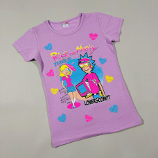 ОПТОМ Детские футболки для девочек 4,5,6,7,8 лет Rick and Morty сирень