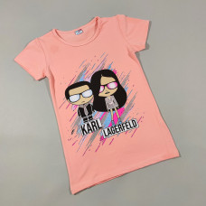 ОПТОМ Детские футболки для девочек 4,5,6,7,8 лет Karl персик