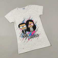 ОПТОМ Детские футболки для девочек 4,5,6,7,8 лет Karl серая