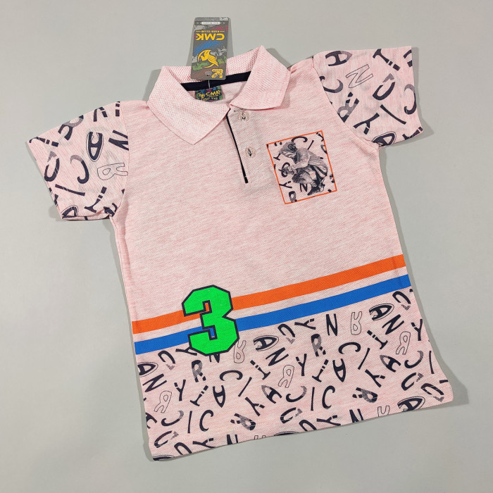 ОПТОМ Детские футболки для мальчиков 3,4,5,6,7 лет. Поло розовая