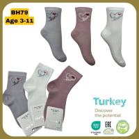 Шкарпетки бавовняні 9-10 років для дівчаток ТМ Belino (6 шт/уп)