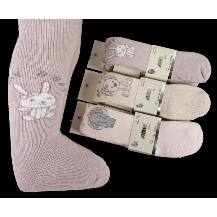 Махровые колготки для малышей 6-12 мес с тормозами ТМ Arti (3 шт/уп) 350236