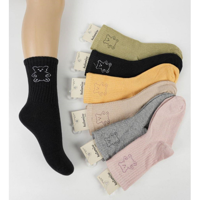 Шкарпетки бавовняні 11-12 років для дівчаток ТМ Katamino (6 шт/уп)