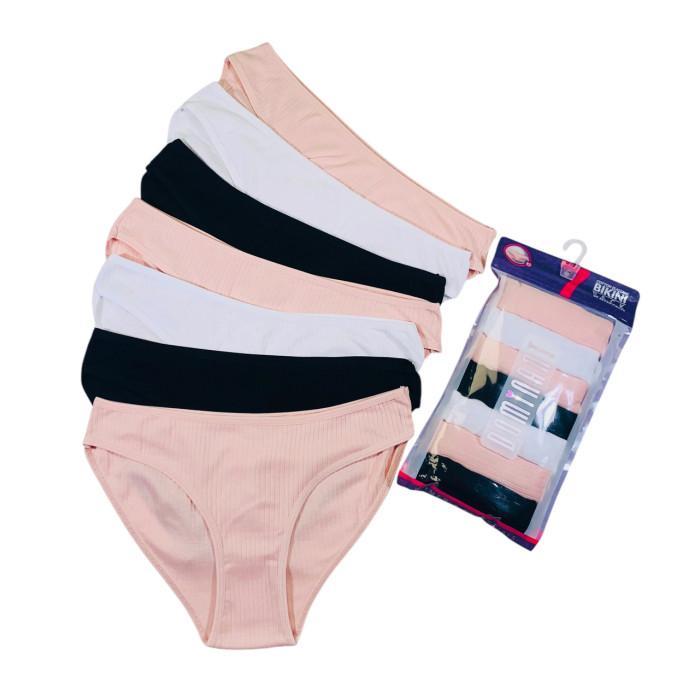 ОПТОМ. Жіночі труси в рубчик Розмір: L. ( 7 шт/уп).