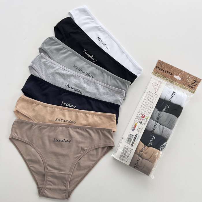 Набір жіночих трусиків тижневок - Розмір: L. ( 7 шт/уп). ТМ. Nicoletta