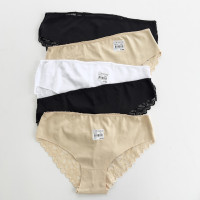 Однотонні трусики з мереживом позаду - безшовні батал  Розмір: 4XL. ( 5 шт/уп). ТМ. Nicoletta