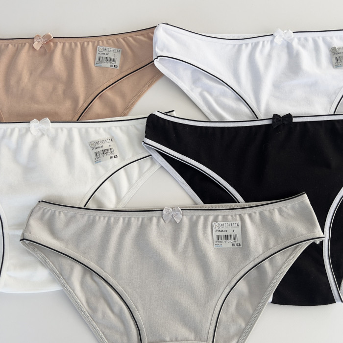 Жіночі бавовняні трусики -Розмір: L. ( 5 шт/уп)