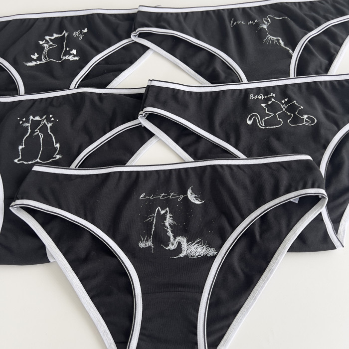 Жіночі бавовняні трусики -Розмір: M. ( 5 шт/уп)