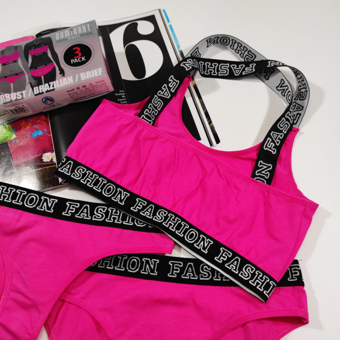 Комплект женский, тройка Dominant (топ, бикини и бразилиана) Размер: L