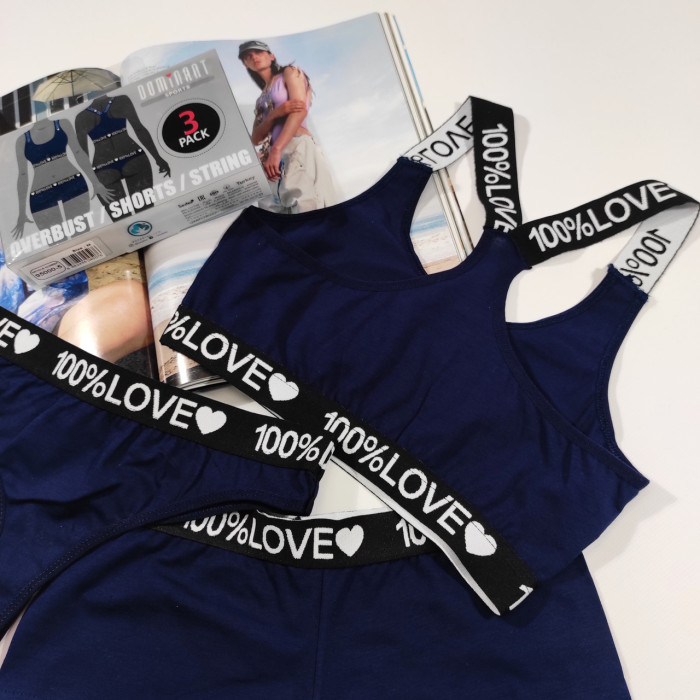 Комплект жіночий, трійка Dominant (топ, шорти та стрінги) Розмір: S