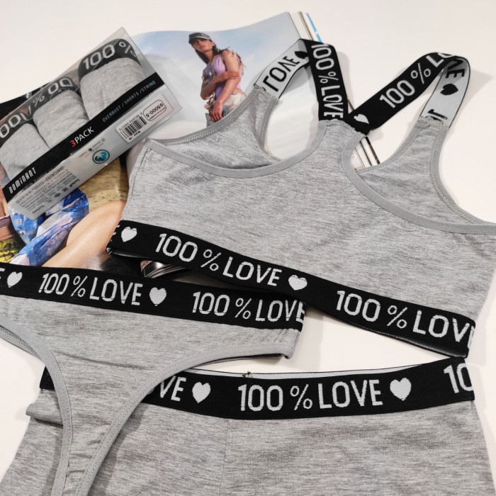 Комплект женский, тройка Dominant (топ, шорты и стринги) Размер: S