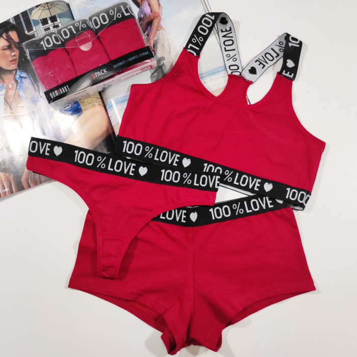 Комплект жіночий, трійка Dominant (топ, шорти та стрінги) Розмір: S