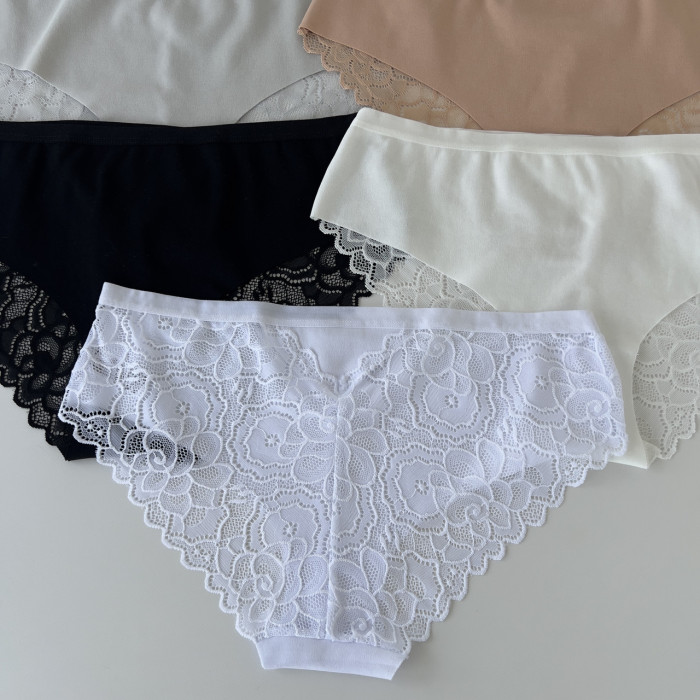 Набор трусиков бесшовных с кружевом батал - Размер: 3XL. ( 5 шт/уп). ТМ. Nicoletta