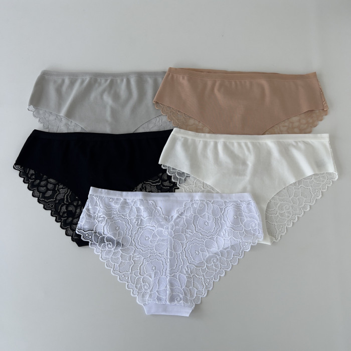 Набор трусиков бесшовных с кружевом батал - Размер: 4XL. ( 5 шт/уп). ТМ. Nicoletta