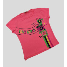 ОПТОМ Футболка для девочек 3,4,5,6,7 лет Love girls коралл