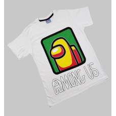 ОПТОМ Детская футболка оптом 9,10,11,12 лет для мальчиков.Among Us белая